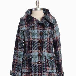 Conrad Plaid Coat By Knitted Dove Size XL/14-16